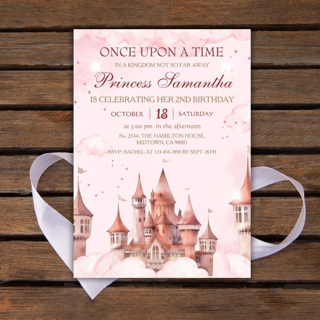 Princess second Birthday magical fairy tale castle Invitation (Creator Uploaded)