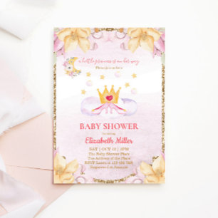 Princess Shoes And Crown Baby Shower Invitation