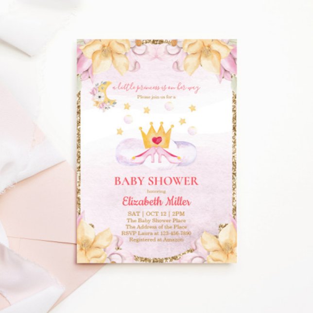 Princess Shoes And Crown Baby Shower Invitation (Creator Uploaded)