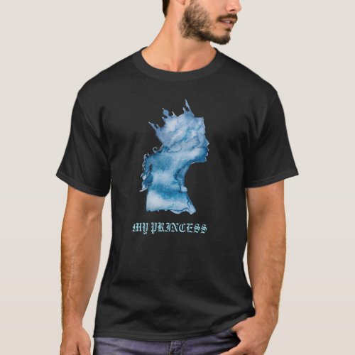  Princess Silhouette Indigo Denim Crown Mens T_Shirt