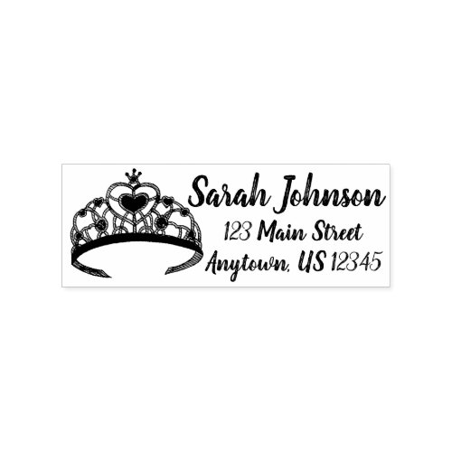 Princess Silver Tiara Royalty Queen Crown Address Rubber Stamp