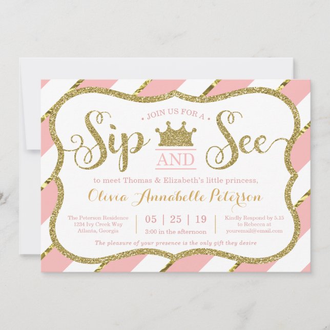 Princess Sip and See Baby Shower Invitation (Front)