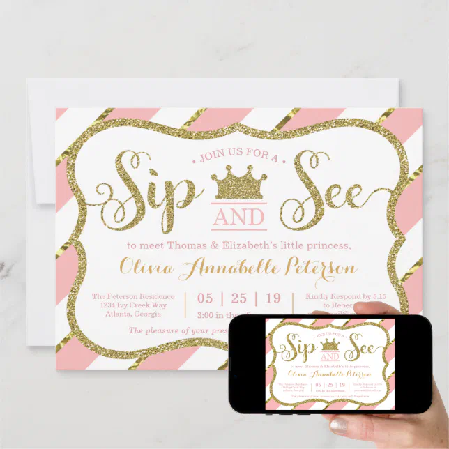 Princess Sip and See Baby Shower Invitation Zazzle