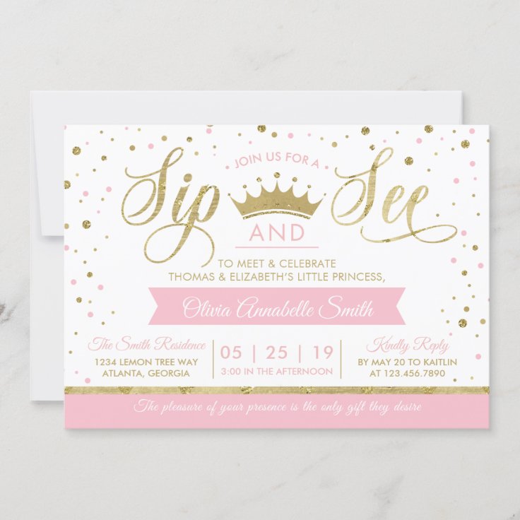 Princess Sip and See Baby Shower Invitation Zazzle