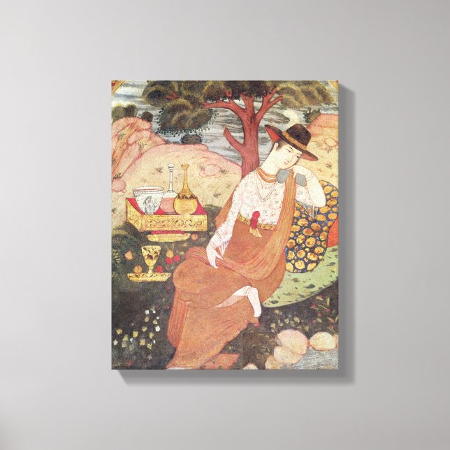 Princess sitting in a garden, Safavid Dynasty Canvas Print (Front)