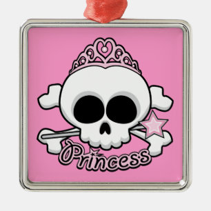 Princess Skull Metal Ornament