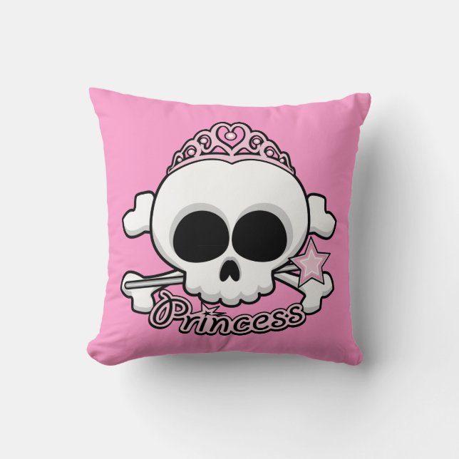 Princess Skull Throw Pillow (Front)