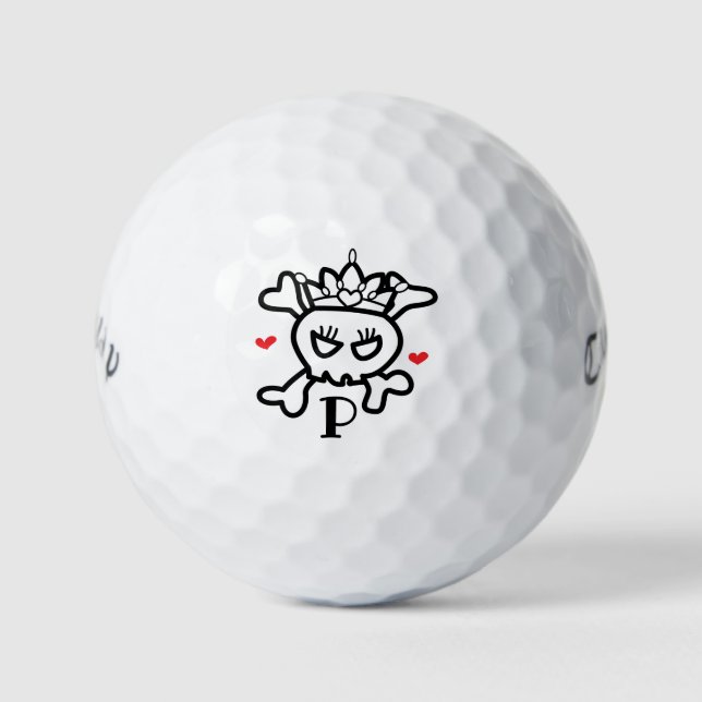 Princess skull with your initial golf balls (Front)