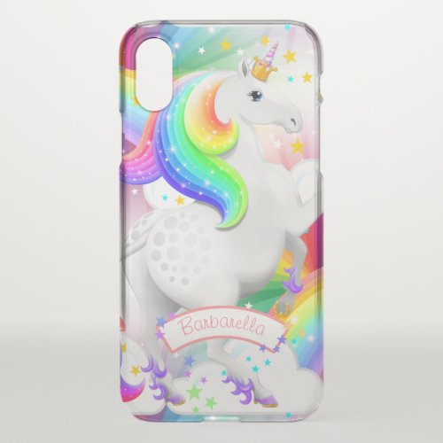 Princess Sky Clouds Rainbow Unicorn iPhone X Case