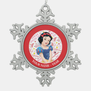 Princess Snow White   Crossing Arms Add Your Name Snowflake Pewter Christmas Ornament