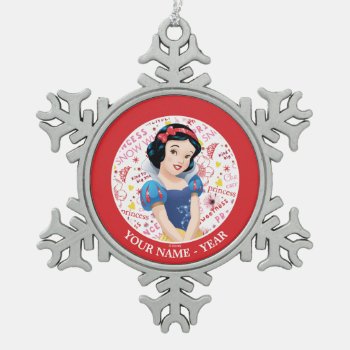 Princess Snow White | Crossing Arms Add Your Name Snowflake Pewter Christmas Ornament by DisneyPrincess at Zazzle