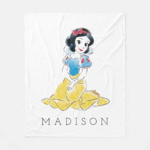 Princess Snow White Watercolor   Add Your Name Fleece Blanket