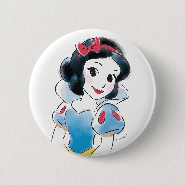 Princess Snow White Watercolor Button (Front)