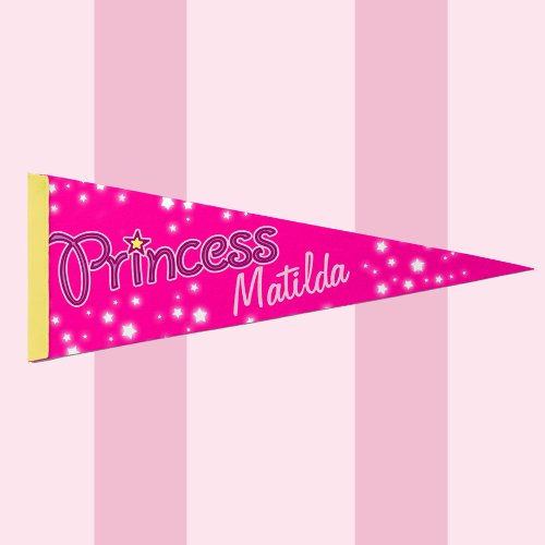 Princess star graphic pink custom name  pennant flag
