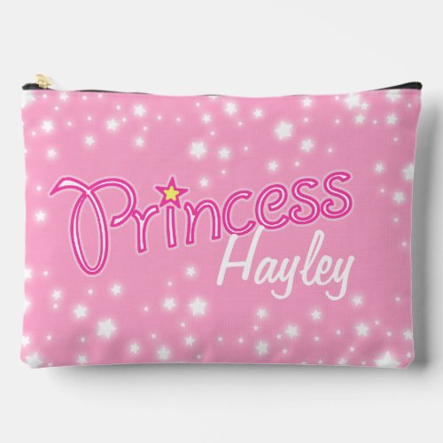 Princess star graphic pink white custom name accessory pouch
