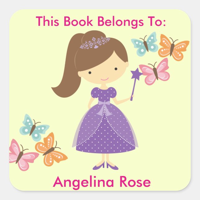 Princess Sticker, This Book Belongs To, Book Label (Front)