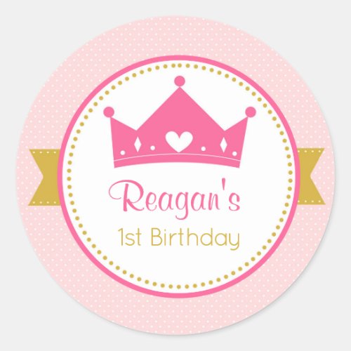 Princess Stickers _ Birthday Favor Pink Gold