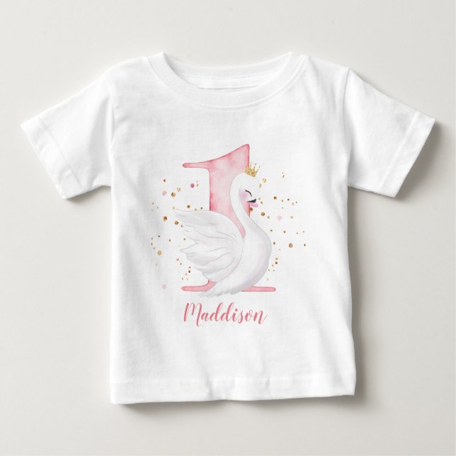 Princess Swan 1st Birthday Baby T-Shirt (Front)