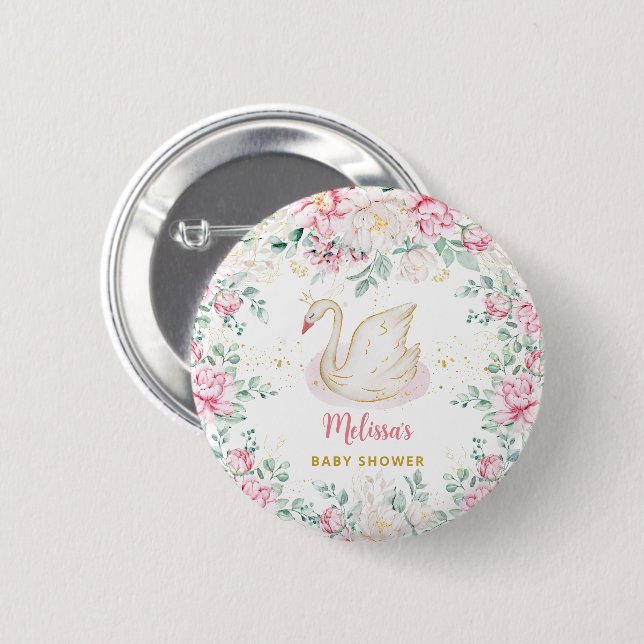 Princess Swan Baby Shower Button (Front & Back)