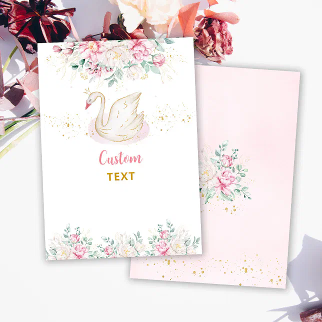 Princess Swan Baby Shower Custom Text Card | Zazzle