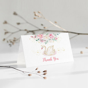 Princess Swan Baby Shower Letterpress Thank You Card