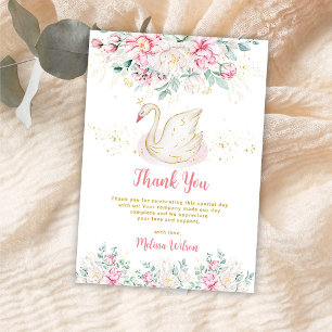 Princess Swan Baby Shower Thank You Card