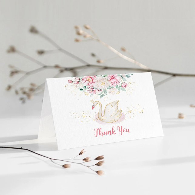 Princess Swan Baby Shower Thank You Card (Creator Uploaded)