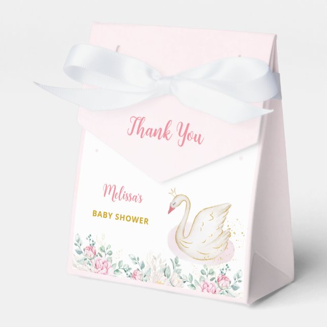 Princess Swan Baby Shower Thank You Favor Boxes (Front Side)