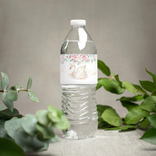Princess Swan Baby Shower Water Bottle Label