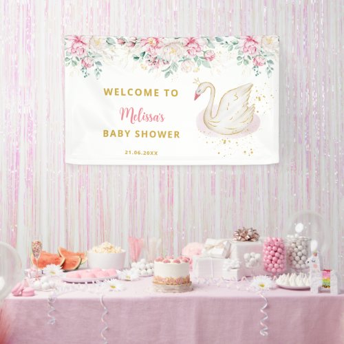 Princess Swan Baby Shower Welcome Banner