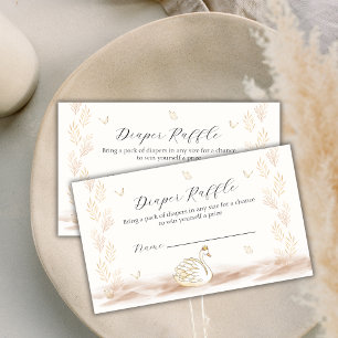Princess Swan Butterfly Diaper Raffle Baby Shower  Enclosure Card
