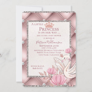 Princess Swan on Glamorous Pink with Diamonds Invitation
