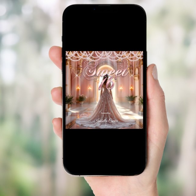 Princess Sweet 16 Birthday Party Blush Pink Invitation (Front Digital)