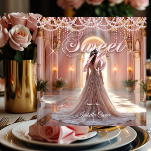 Princess Sweet 16 Birthday Party Blush Pink Invitation