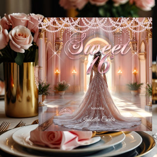 Princess Sweet 16 Birthday Party Blush Pink Invitation