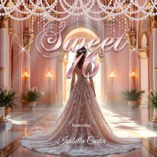 Princess Sweet 16 Birthday Party Blush Pink Invitation