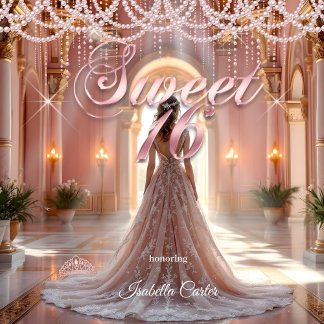 Princess Sweet 16 Birthday Party Blush Pink Invitation