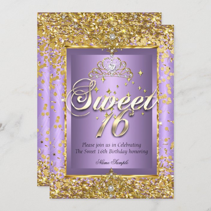 16th Purple White Bling Sparkle Birthday Party Personalised Invitations Greeting Cards Party Supply Home Garden