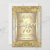 Princess Sweet 16 Gold Silver Gray Party Invitation (Front)