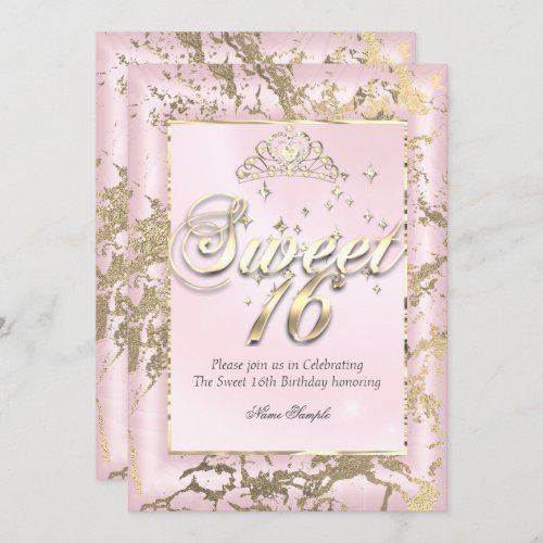 Princess Sweet 16 sepia Gold Blush Pink Party Invitation