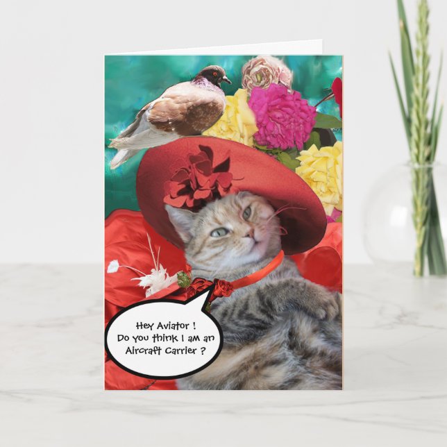 PRINCESS TATUS CAT,RED HAT AND PIGEON Father's Day Card (Front)