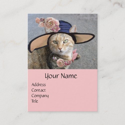 PRINCESS TATUS ELEGANT CATBIG DIVA HAT AND ROSES BUSINESS CARD