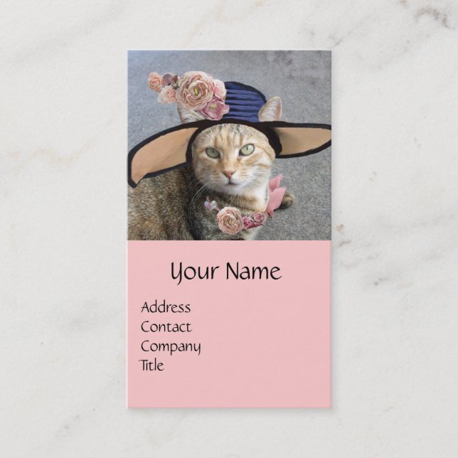 PRINCESS TATUS /ELEGANT CAT,BIG DIVA HAT AND ROSES BUSINESS CARD (Front)