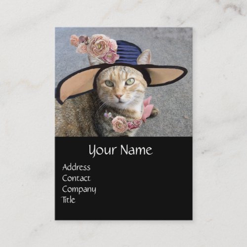 PRINCESS TATUS ELEGANT CATBIG DIVA HAT AND ROSES BUSINESS CARD