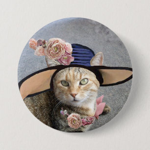PRINCESS TATUS /ELEGANT CAT,BIG DIVA HAT AND ROSES BUTTON