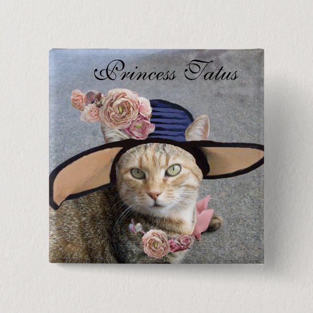 PRINCESS TATUS /ELEGANT CAT,BIG DIVA HAT AND ROSES BUTTON (Front)