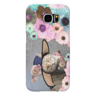 PRINCESS TATUS /ELEGANT CAT,BIG DIVA HAT AND ROSES SAMSUNG GALAXY S6 CASE