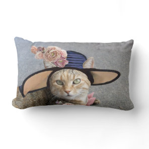 PRINCESS TATUS /ELEGANT CAT,BIG DIVA HAT AND ROSES LUMBAR PILLOW