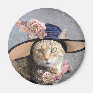PRINCESS TATUS /ELEGANT CAT,BIG DIVA HAT AND ROSES MAGNET