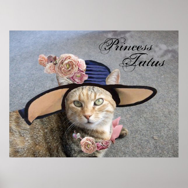 PRINCESS TATUS /ELEGANT CAT,BIG DIVA HAT AND ROSES POSTER (Front)